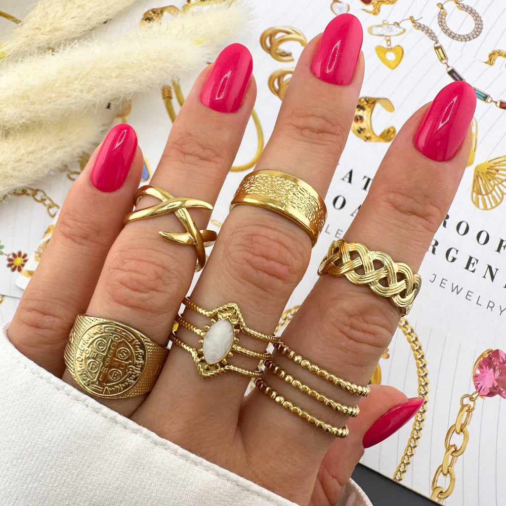 Triple Band Cuff Ring | Gold Plated Steel | JVNXII & CO.