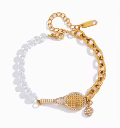 Crystal x Pearls Tennis Bracelet | 18K Gold Plated Stainless Steel | JVNXII & CO.
