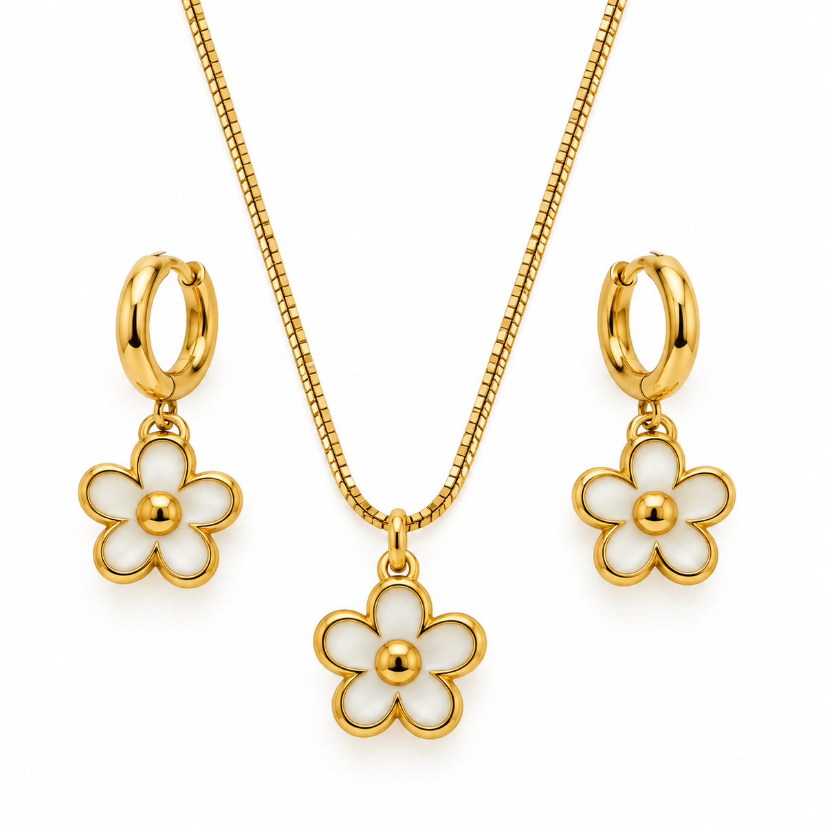 Daisy Belle Jewellery Set | 18K Gold Plated Steel | JVNXII & CO.