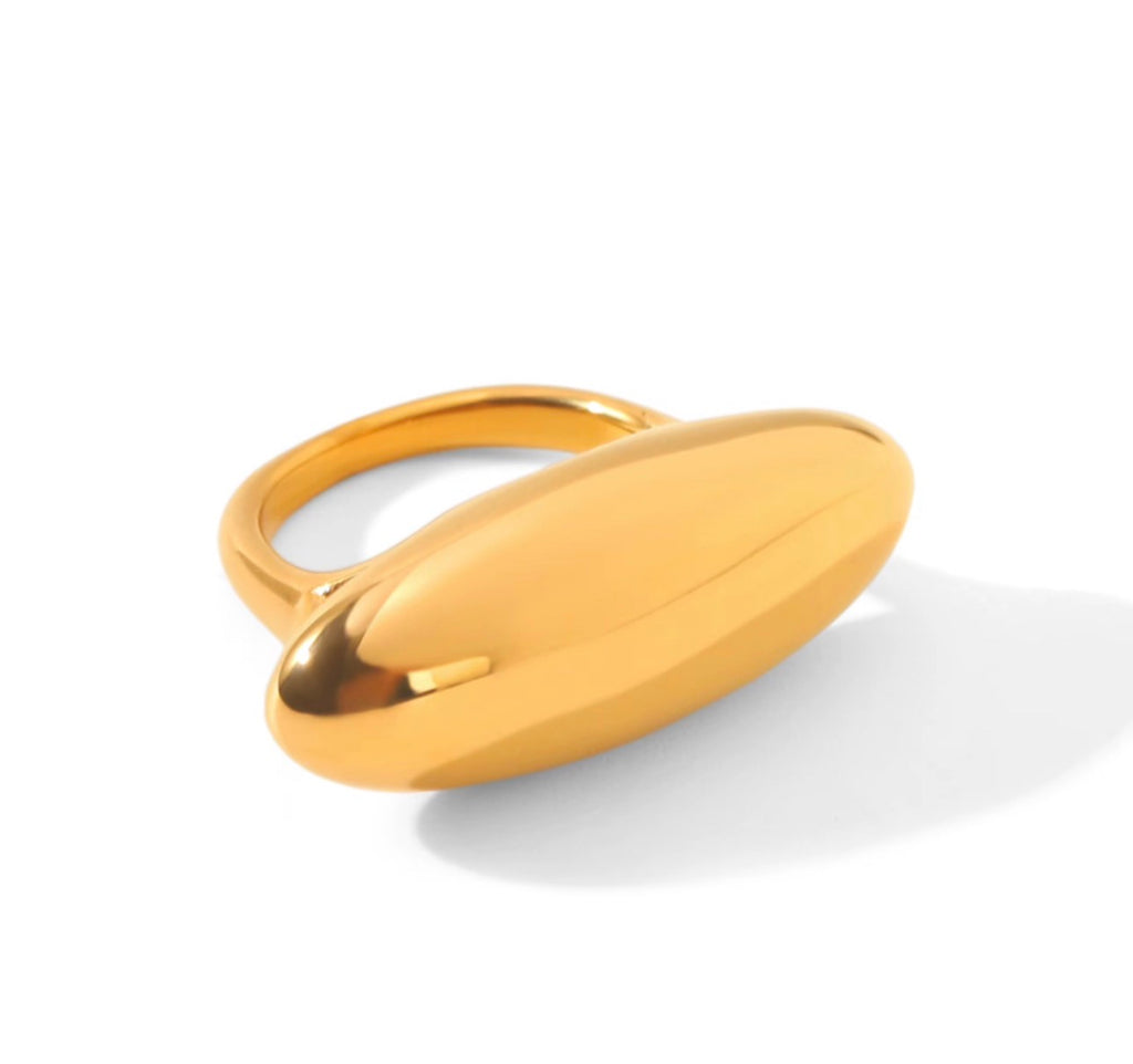 Chucky Oval Dome Statement Ring| 18K Gold Plated Steel | JVNXII & CO.