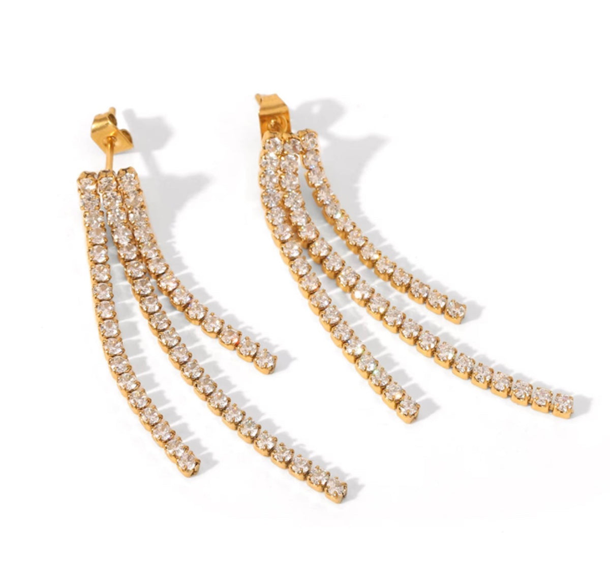 H&C Luxury Tennis Multi-layer Drop Earrings | 18K Gold Plated Stainless Steel | JVNXII & CO.