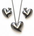 Silver Amour – Silver-tone Heart necklace & earring set | 18K Gold Plated Steel | JVNXII & CO.