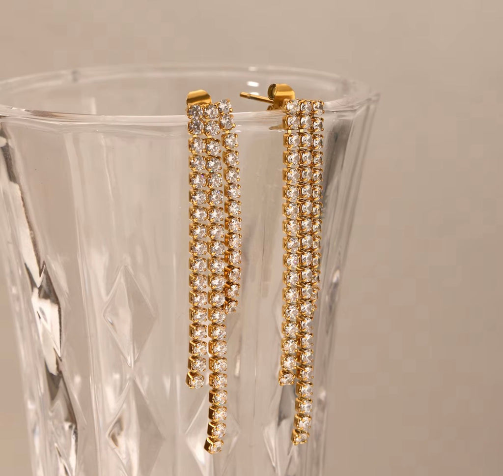 H&C Luxury Tennis Multi-layer Drop Earrings | 18K Gold Plated Stainless Steel | JVNXII & CO.