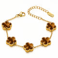 Brown Flower Meadow Bubble Pop Bracelet | 18K Gold Plated Steel | JVNXII & CO.
