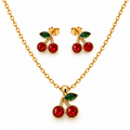 Cherry Kiss Jewellery Set | 18K Gold Plated Steel | JVNXII & CO.