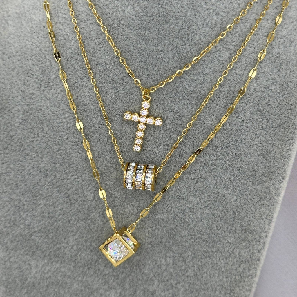 Cube Cage Necklace | 18K Gold Plated Steel | JVNXII & CO.