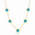 Blue Marble Bloom Flower Meadow Necklace | 18K Gold Plated Steel | JVNXII & CO.
