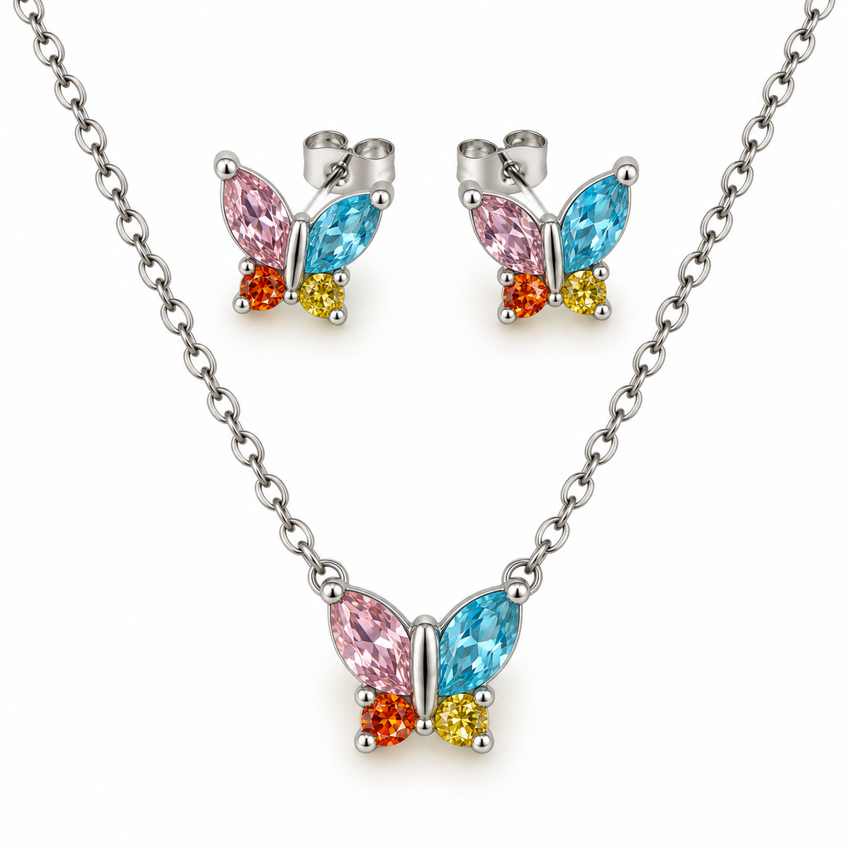 Rainbow Flutter Jewellery Set | 18K Gold Plated Steel | JVNXII & CO.