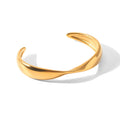 Open Cuff Bangle Irregular Twisted Polished Trendy Bracelet | 18K Gold Plated Stainless Steel | JVNXII & CO.
