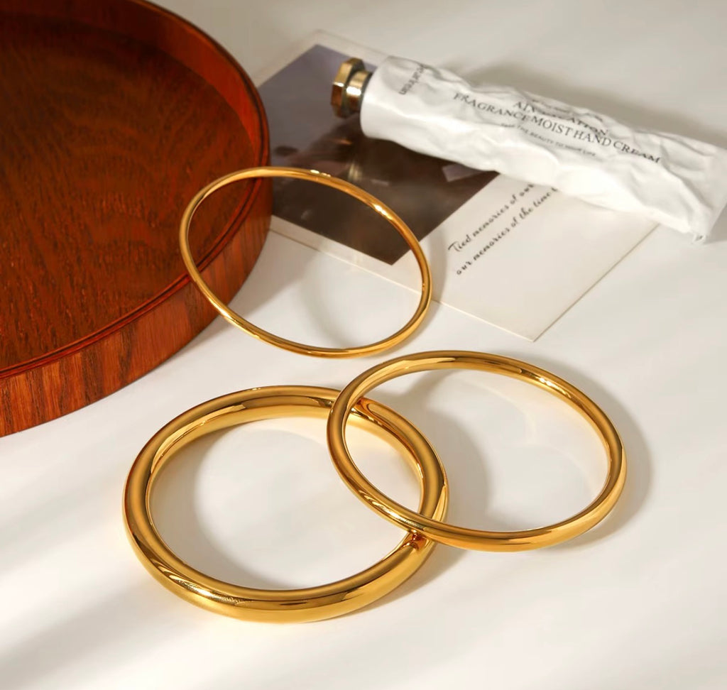 Classic 3 piece Bangles Bracelets | 18K Gold Plated Steel | JVNXII & CO.