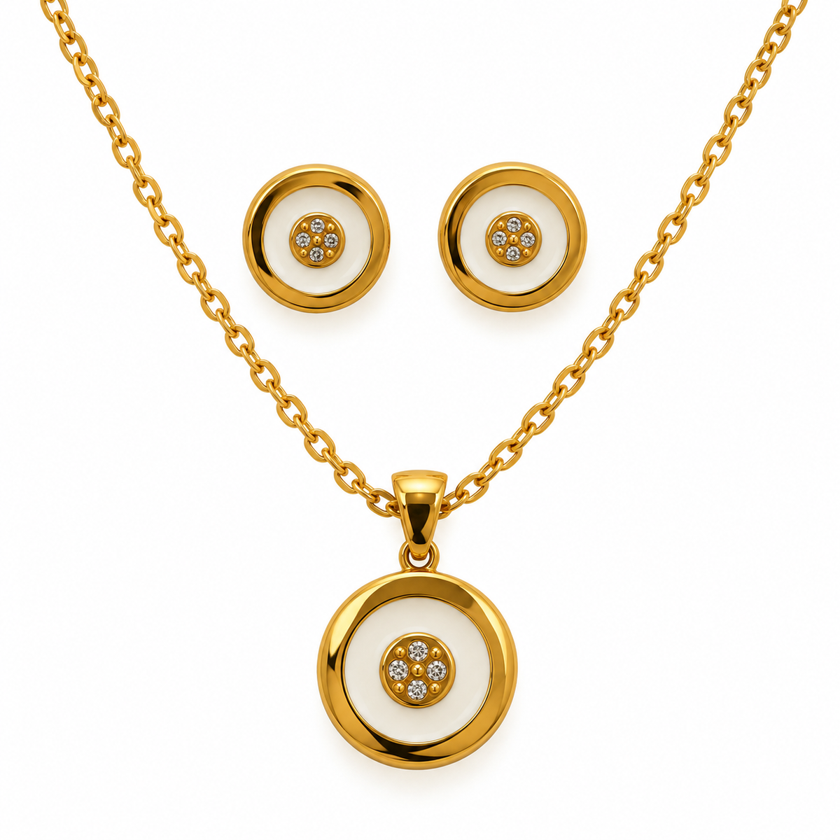Aurelia Circle Jewellery Set | 18K Gold Plated Steel | JVNXII & CO.