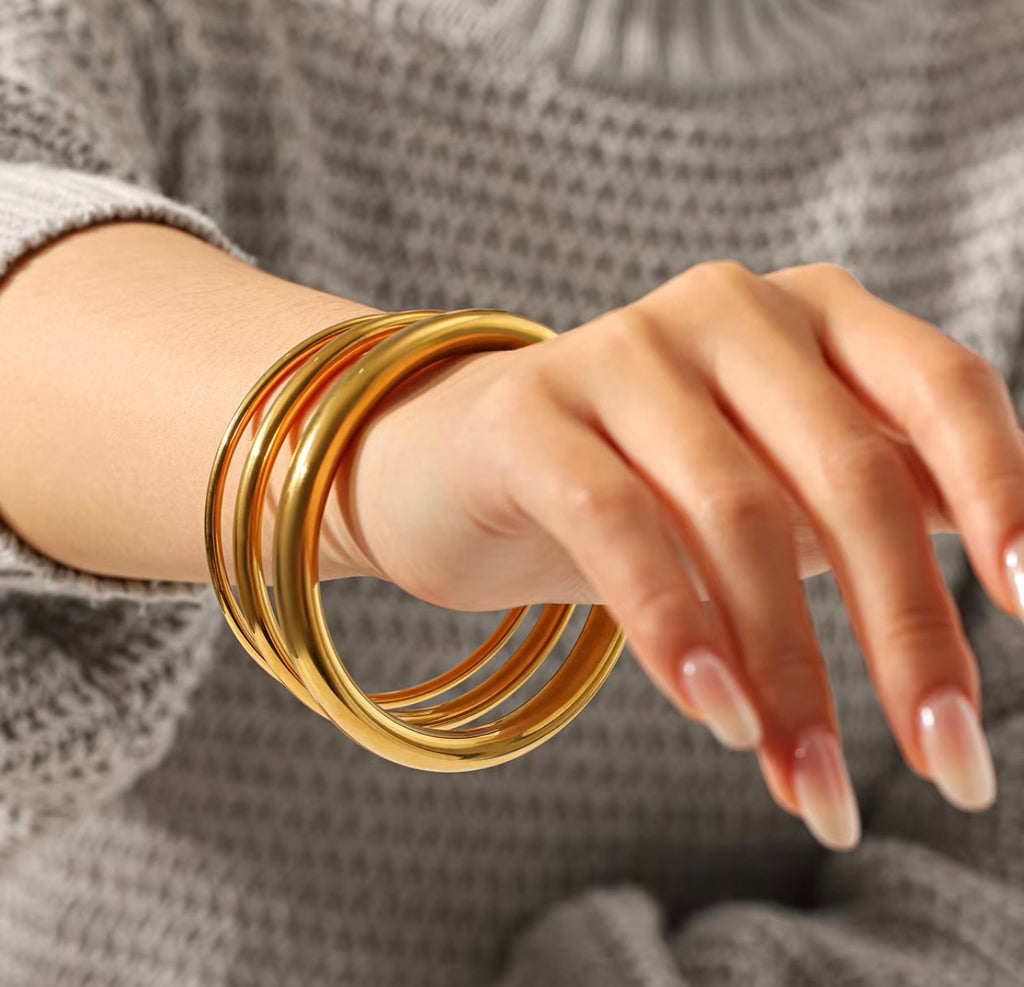 Classic 3 piece Bangles Bracelets | 18K Gold Plated Steel | JVNXII & CO.