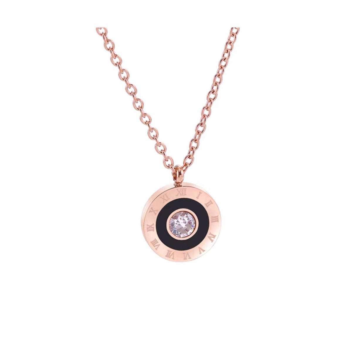 Rose Gold Numeral Numbers Circular Necklace | 18K Gold Plated Steel | JVNXII & CO.