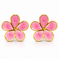 Pink Blossom Flower Earrings | 18K Gold Plated Steel | JVNXII & CO.