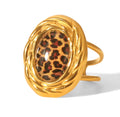 Vintage Oval Leopard Print Ring| 18K Gold Plated Steel | JVNXII & CO.