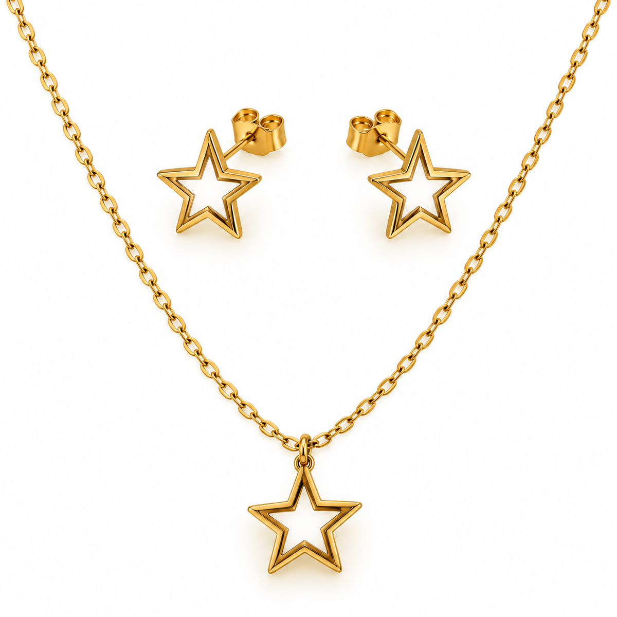 Golden Starlight Jewellery Set | 18K Gold Plated Steel | JVNXII & CO.