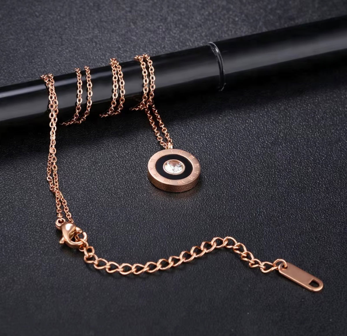 Rose Gold Numeral Numbers Circular Necklace | 18K Gold Plated Steel | JVNXII & CO.