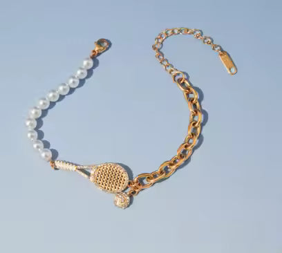 Crystal x Pearls Tennis Bracelet | 18K Gold Plated Stainless Steel | JVNXII & CO.