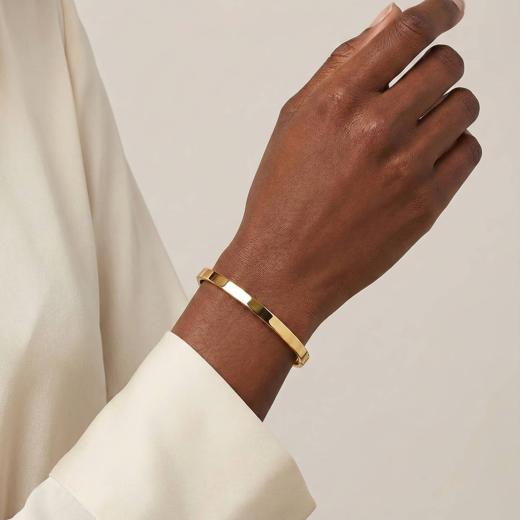 Thick Plain Bracelet | 18K Gold Plated Steel | JVNXII & CO.