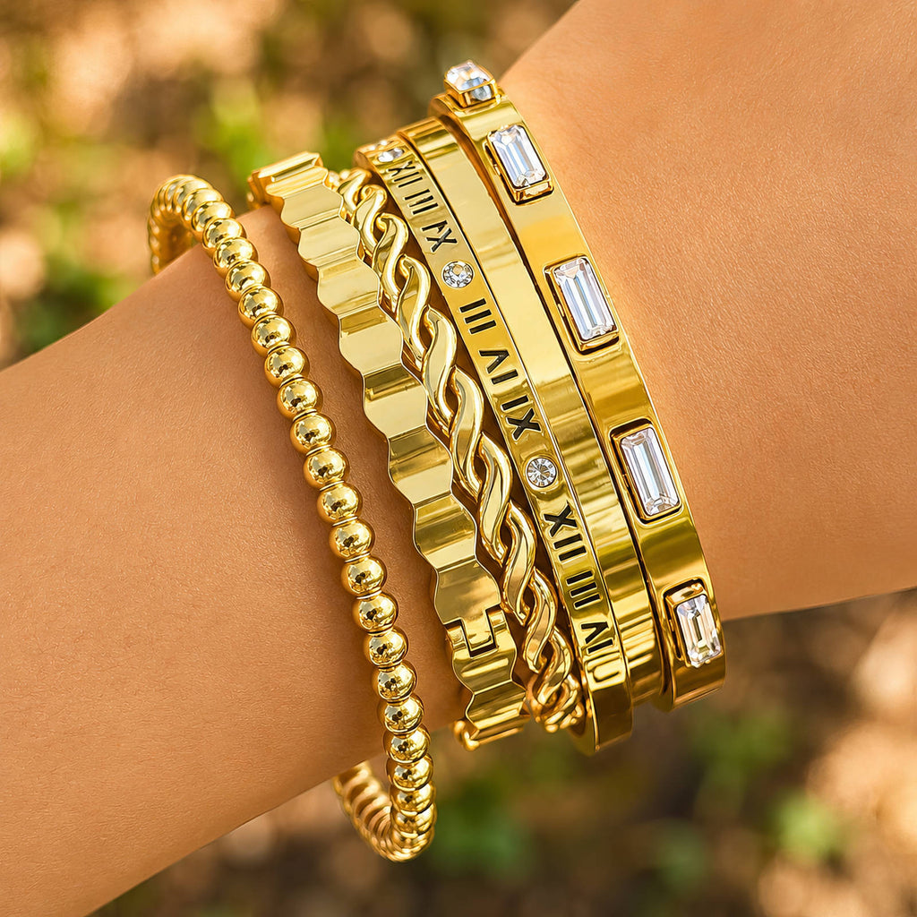 Thick Plain Bracelet | 18K Gold Plated Steel | JVNXII & CO.