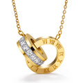 Roman Numerals Interlocking Rings Necklace Multi-Layered Necklace | 18K Gold Plated Steel | JVNXII & CO.