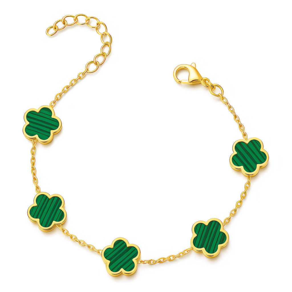 Green Meadow Flower Bracelet | 18K Gold Plated Stainless Steel | JVNXII & CO.