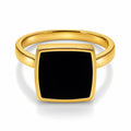 Black Square Signet Ring | 18K Gold Plated Steel | JVNXII & CO.