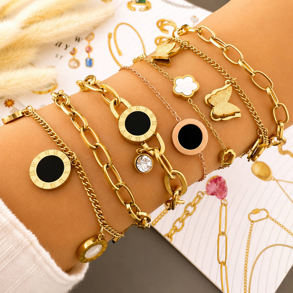 Chunky Roman Numerals Chain Bracelet | 18K Gold Plated Stainless Steel | JVNXII & CO.