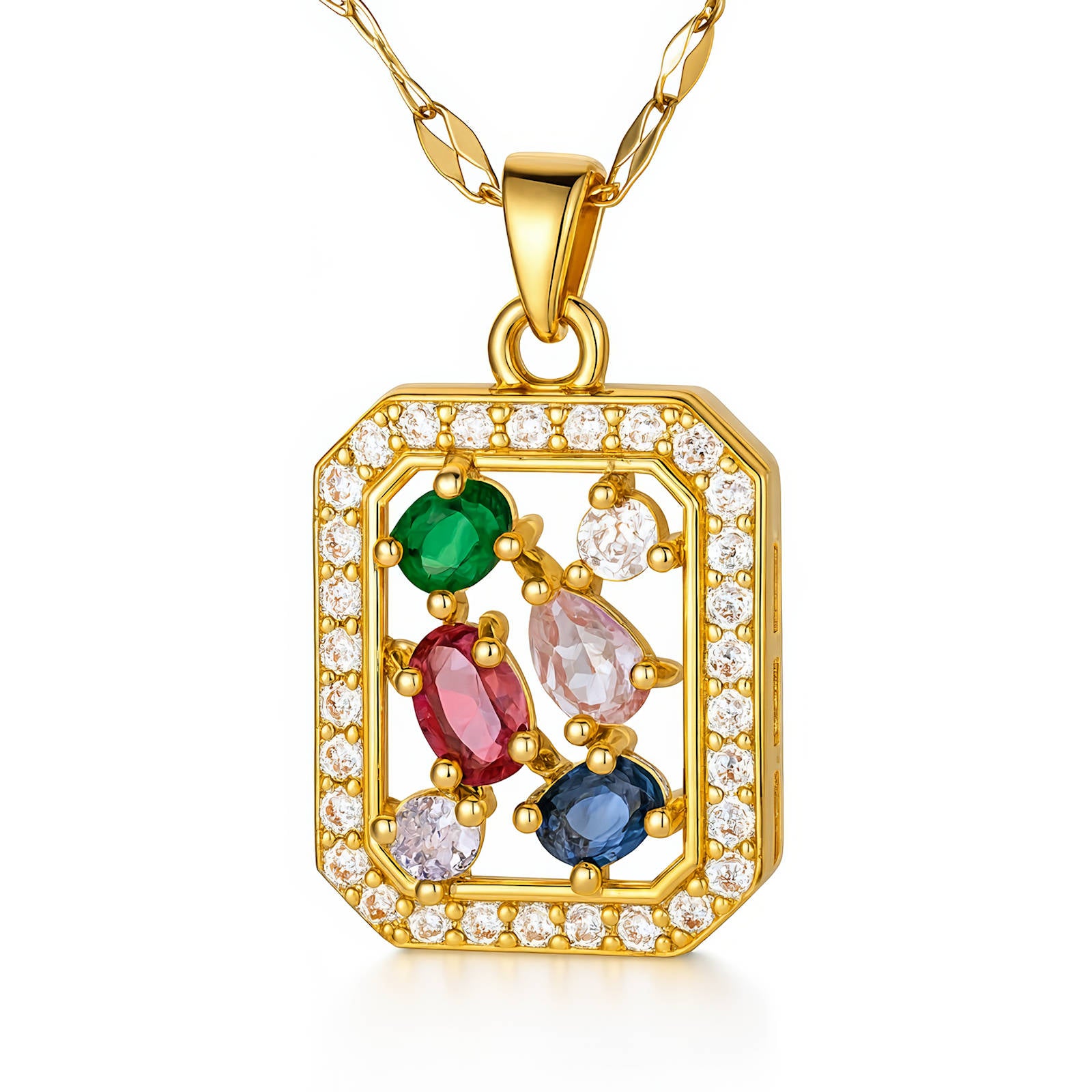 The Dynasty Octagon Necklace| 18K Gold Plated Steel | JVNXII & CO.
