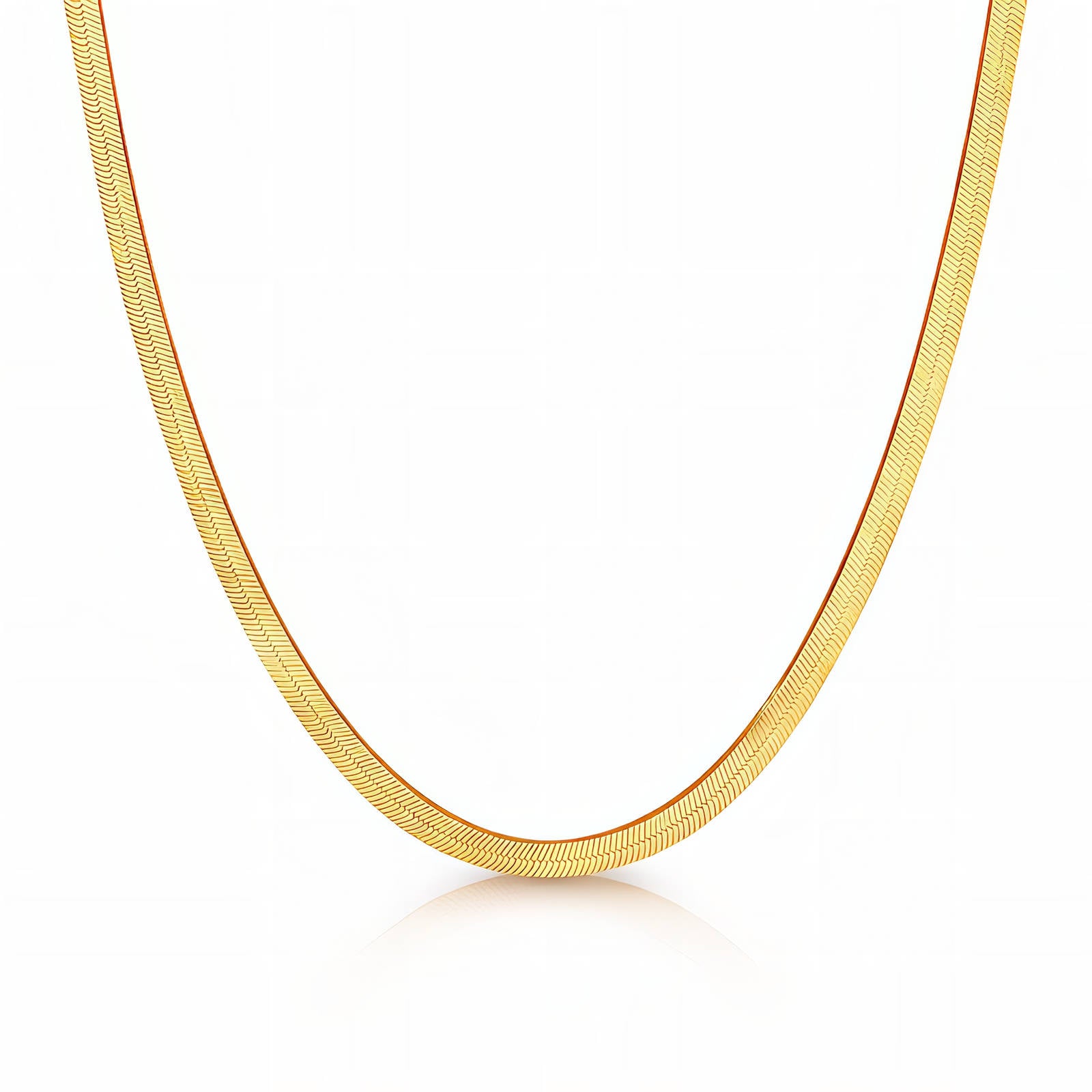 Flat Herringbone Chain Necklace | 18K Gold Plated Steel | JVNXII & CO.