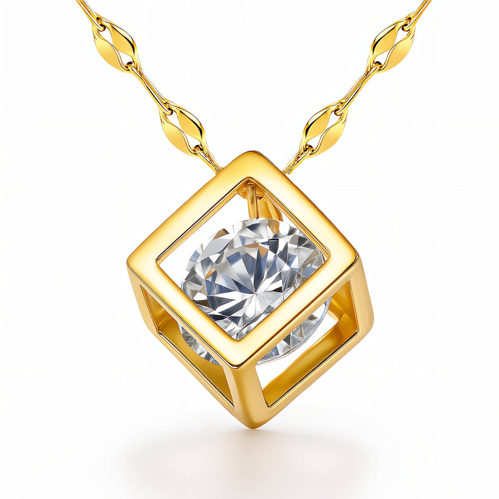Cube Cage Necklace | 18K Gold Plated Steel | JVNXII & CO.