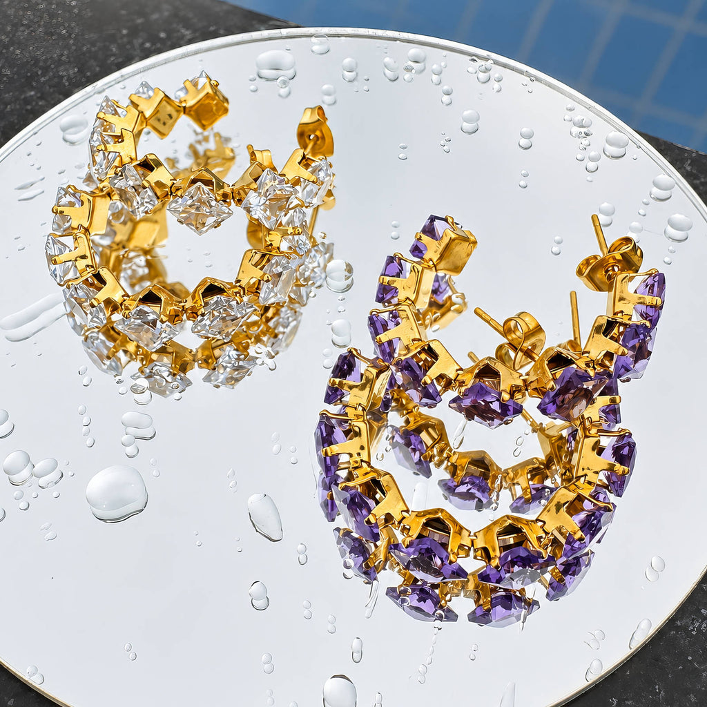 Roxy Hoop Statement Earrings | 18K Gold Plated Stainless Steel | JVNXII & CO.