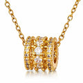 Crystal Cylinder Iced Barrel Necklace | 18K Gold Plated Stainless Steel | JVNXII & CO.