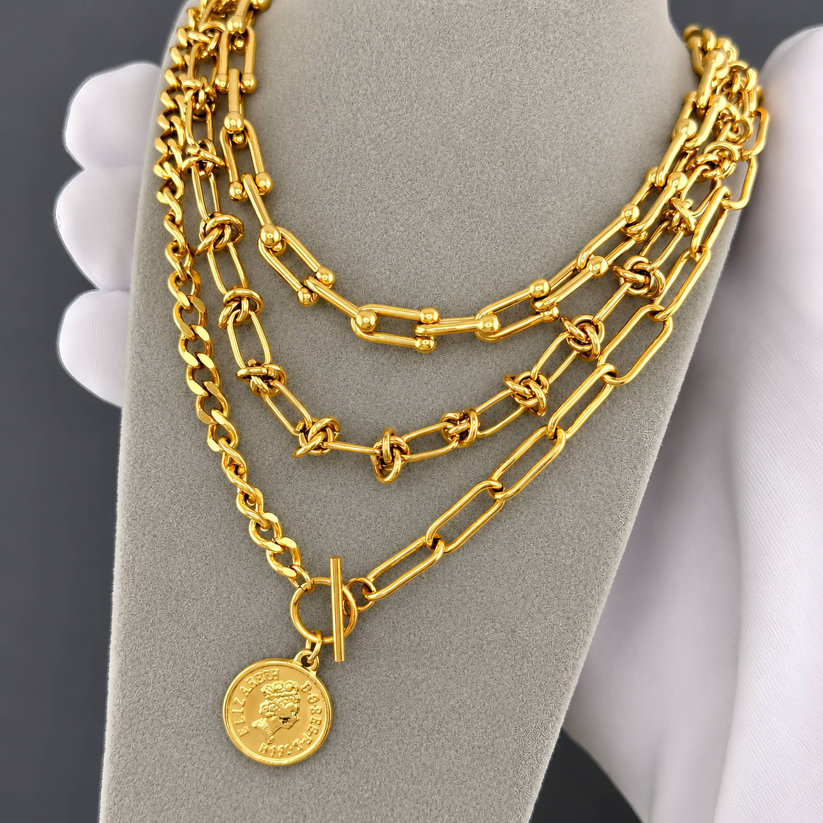 Vintage Coin Toggle Necklace | 18K Gold Plated Stainless Steel | JVNXII & CO.