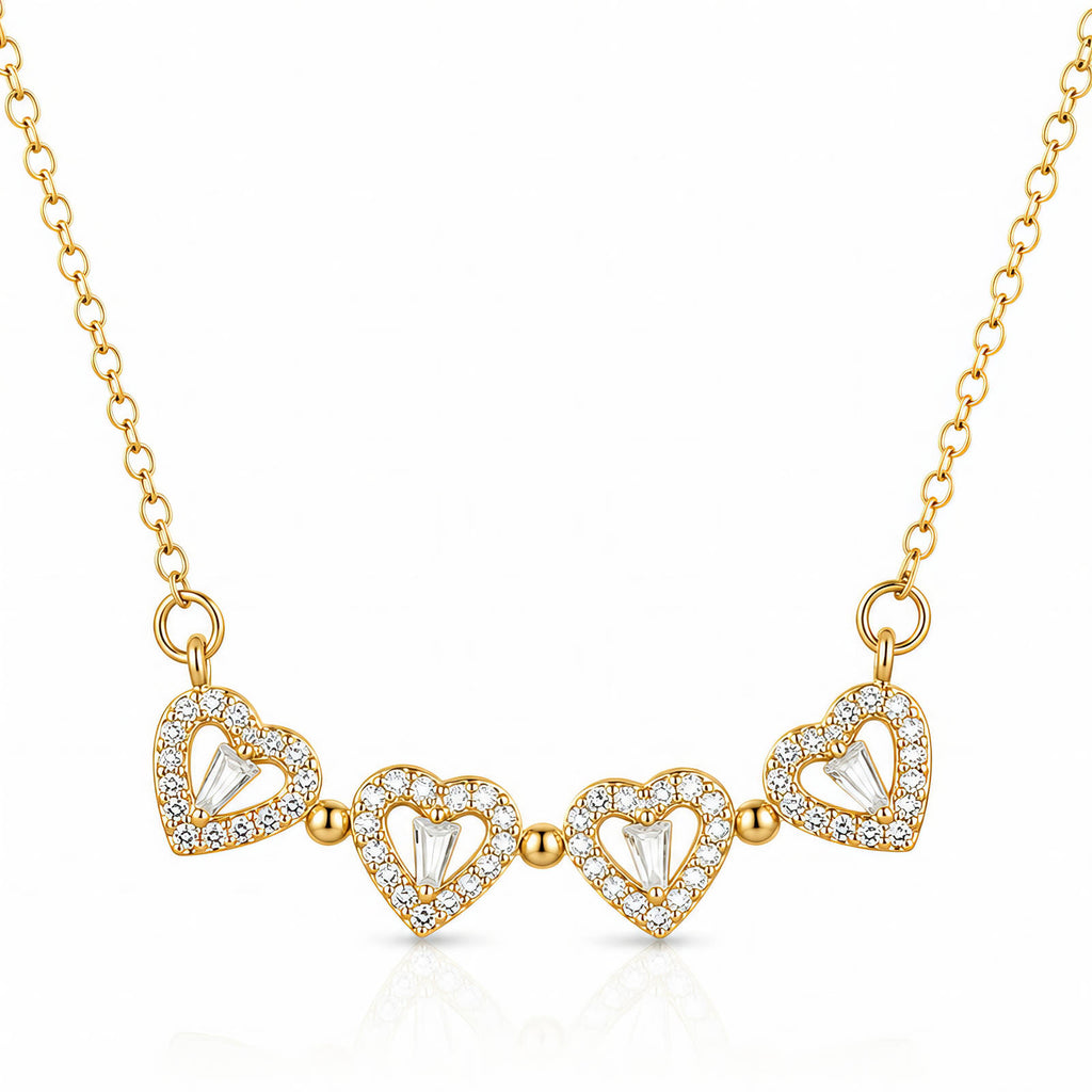 Magnetic Four-Leaf Clover Heart Pendant Necklace | 18K Gold Plated Stainless Steel | JVNXII & CO.