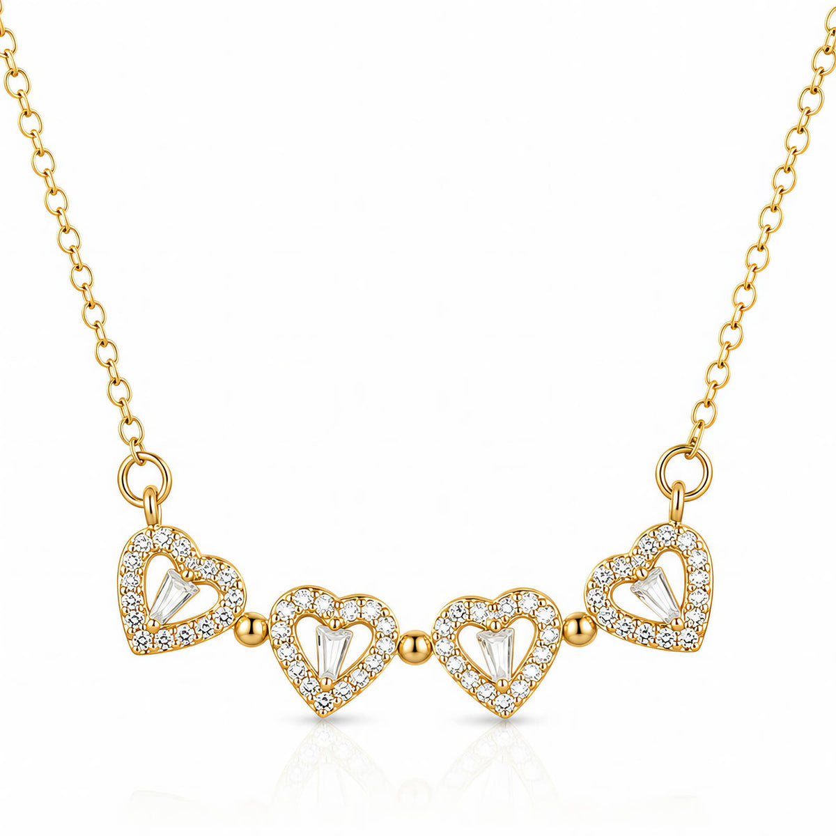 Magnetic Four-Leaf Clover Heart Pendant Necklace | 18K Gold Plated Stainless Steel | JVNXII & CO.