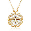 Magnetic Four-Leaf Clover Heart Pendant Necklace | 18K Gold Plated Stainless Steel | JVNXII & CO.