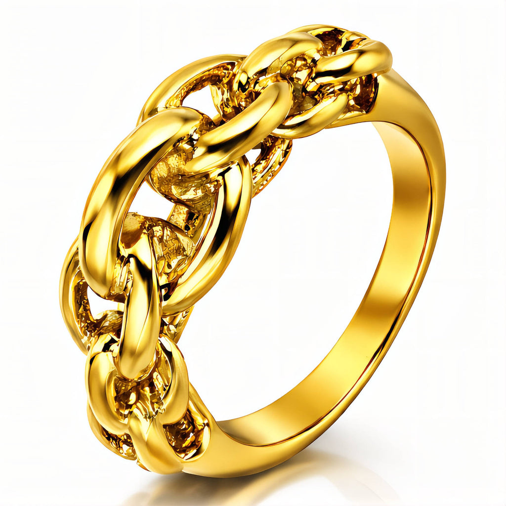 Interlocking Cuban-Link Chain Ring | 18K PVD Gold Plated Stainless Steel | JVNXII & CO.