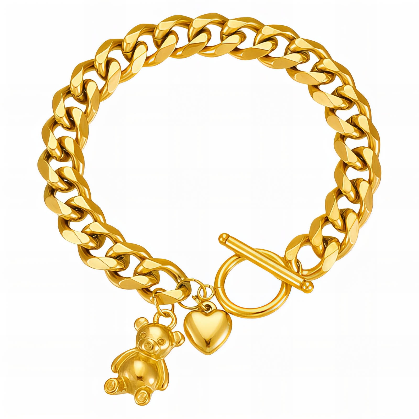 Dolce Teddy Link Chunky Cuban Chain Bracelet | 18K Gold Plated Stainless Steel | JVNXII & CO.