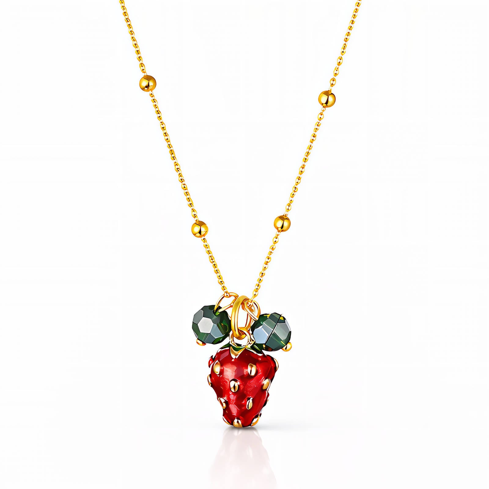 Dolce Strawberry Necklace | 18K Gold Plated Stainless Steel | JVNXII & CO.