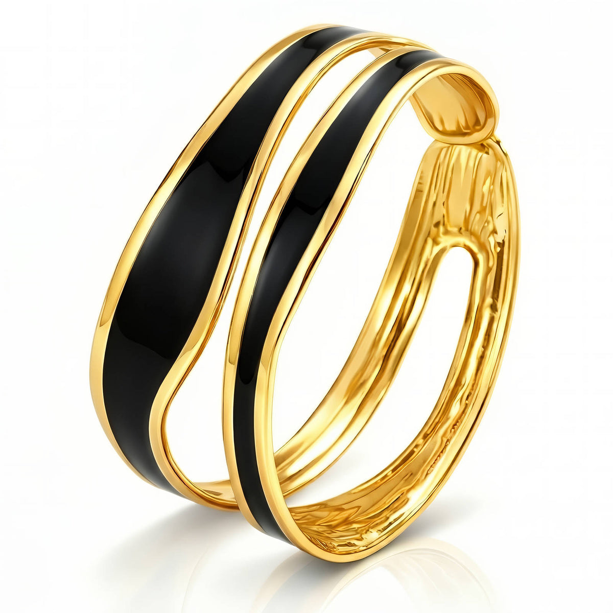 Gold-Toned Multi-Strand Cuff Bangle Bracelet | 18K Gold Plated Steel | JVNXII & CO.