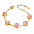 Pastel Lavender-Purple Inlay Meadow Flower Bracelet | 18K Gold Plated Stainless Steel | JVNXII & CO.
