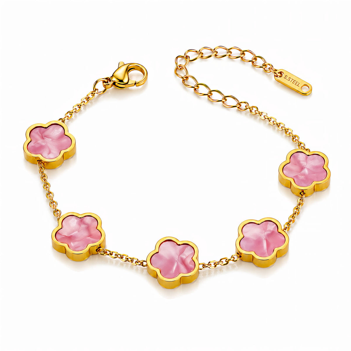 Pastel Lavender-Purple Inlay Meadow Flower Bracelet | 18K Gold Plated Stainless Steel | JVNXII & CO.