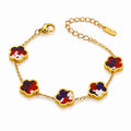 Multi-Color Abstract Meadow Flower Bracelet | 18K Gold Plated Stainless Steel | JVNXII & CO.