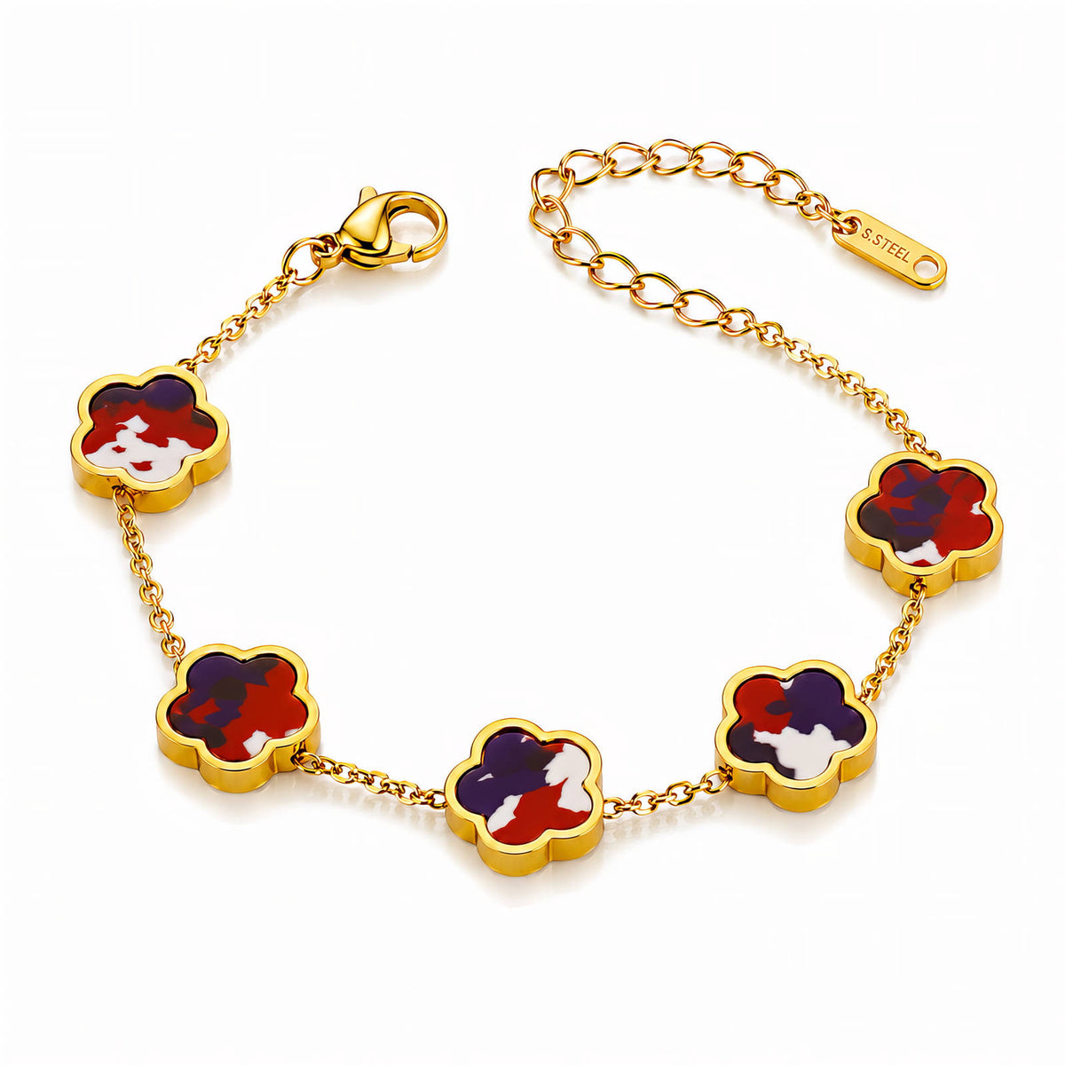 Multi-Color Abstract Meadow Flower Bracelet | 18K Gold Plated Stainless Steel | JVNXII & CO.