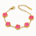 Pink Meadow Flower Bracelet | 18K Gold Plated Stainless Steel | JVNXII & CO.