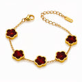 Crimson Meadow Flower Bracelet | 18K Gold Plated Stainless Steel | JVNXII & CO.