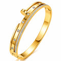 Studded Crystal Nail Bangle Bracelet | 18K Gold Plated Stainless Steel | JVNXII & CO.