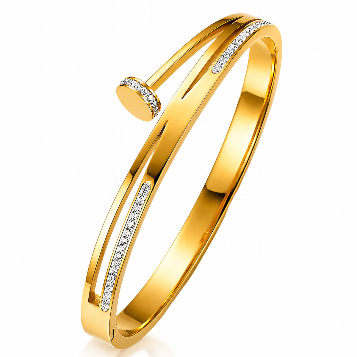 Crystal Double Wrap Nail Bracelet | 18K Gold Plated Stainless Steel | JVNXII & CO.