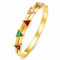 Multi-Color Enamel Prisma Bangle | 18K Gold Plated Stainless Steel | JVNXII & CO.